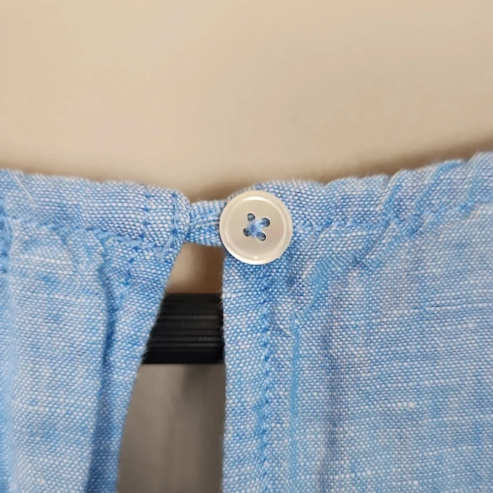 J. Crew Linen‎ Cotton Blend Blue Romper Size Small